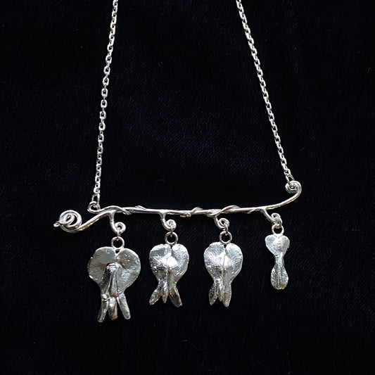 Bleeding heart branch necklace