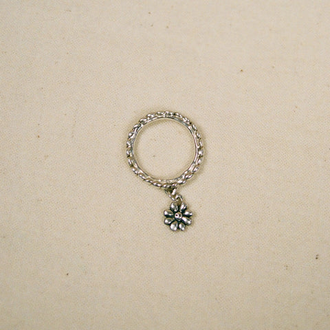 Tiny flower charm ring