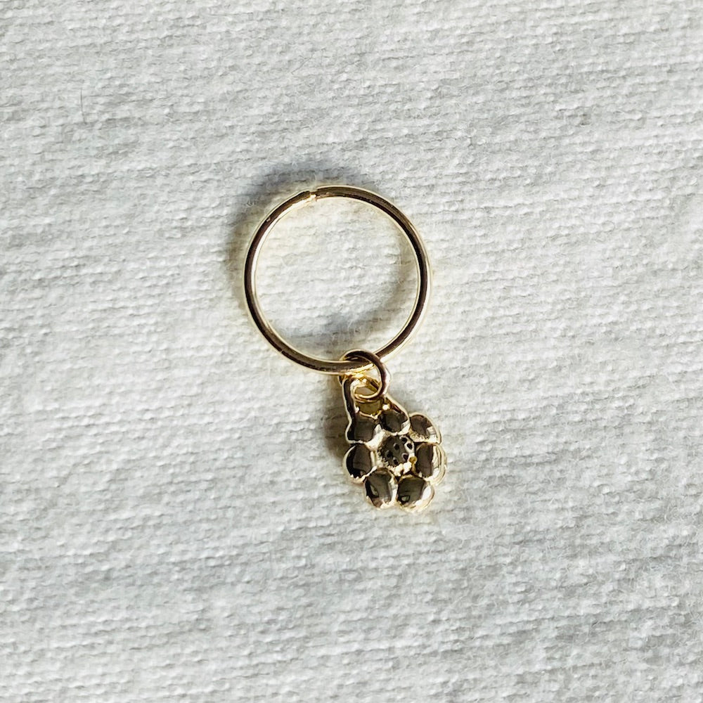 Tiny Flower charm on hoop (single)