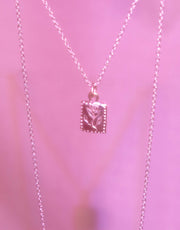 Rose Plate Charm Necklace