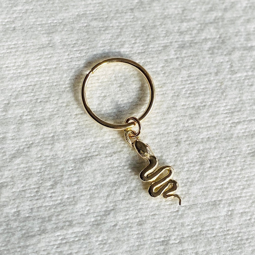 Tiny Snake charm on hoop (single)