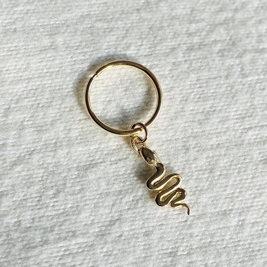 Tiny Snake charm on hoop (single)